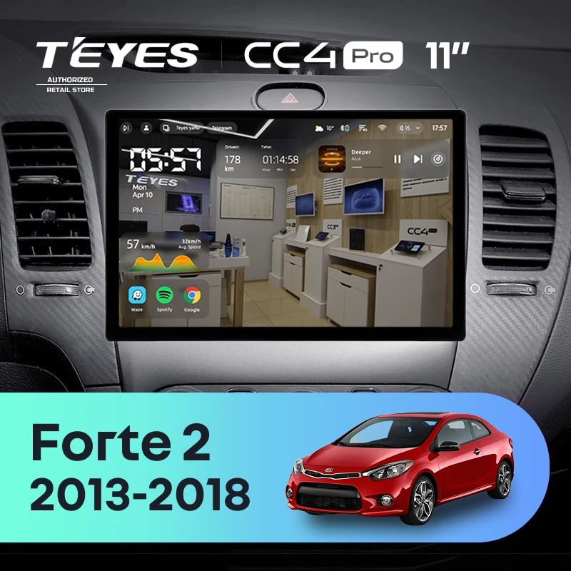 Штатная магнитола для Kia Forte 2 (2013-2018) (Экран 11") - Teyes CC4 Pro на Android 13, 8-ядер, 8ГБ-128ГБ, SIM-слот
