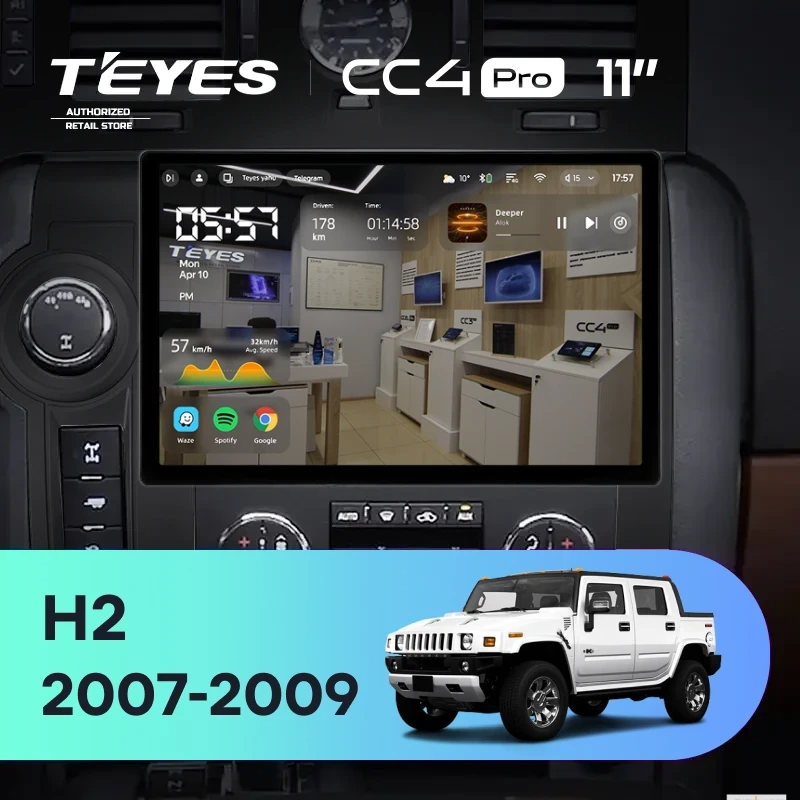 Штатная магнитола для Hummer H2 E85 (2007-2009) (Экран 11") - Teyes CC4 Pro на Android 13, 8-ядер, 12ГБ-256ГБ, SIM-слот