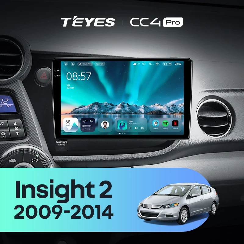 Штатная магнитола для Honda Insight 2 LHD (2009-2014) (Экран 9,5") - Teyes CC4 Pro на Android 13, 8-ядер, 12ГБ-256ГБ, SIM-слот