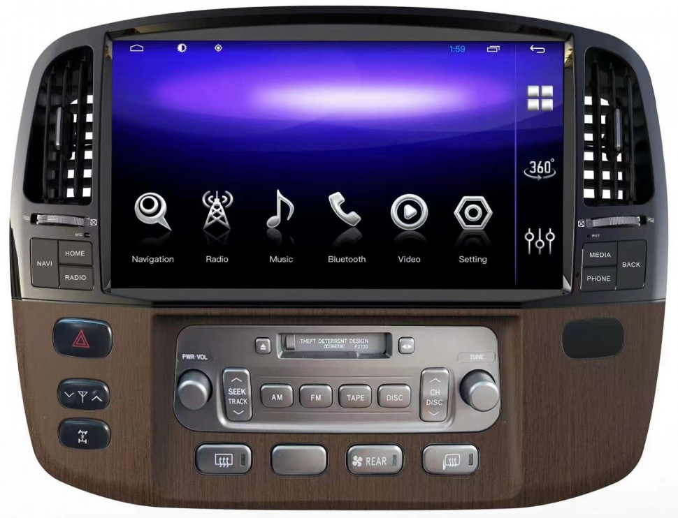Магнитола для Lexus LX470 2002-2007 и Toyota Land Cruiser 100 (со штатным экраном) - Carmedia KP-T1305, монитор 13.3" на Android 10, 6ГБ+128ГБ, CarPlay, 4G SIM-слот (CarPlay)