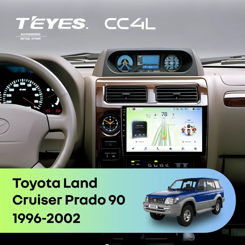 Штатная магнитола для Toyota Land Cruiser Prado 90 (1996-2002) - Teyes CC4L на Android 14, 8-ядер, 6ГБ-64ГБ, SIM-слот