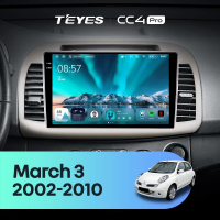 Штатная магнитола для Nissan March 3 K12 (2002-2010) (Экран 9,5") - Teyes CC4 Pro на Android 13, 8-ядер, 8ГБ-128ГБ, SIM-слот