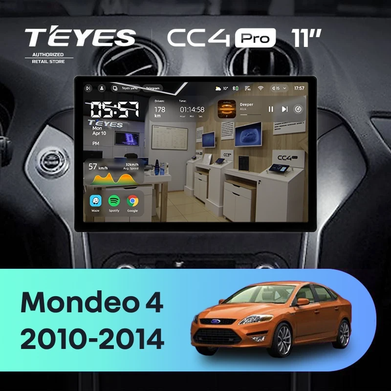 Штатная магнитола для Ford Mondeo 4 (2011-2014) (Экран 11") - Teyes CC4 Pro на Android 13, 8-ядер, 12ГБ-256ГБ, SIM-слот