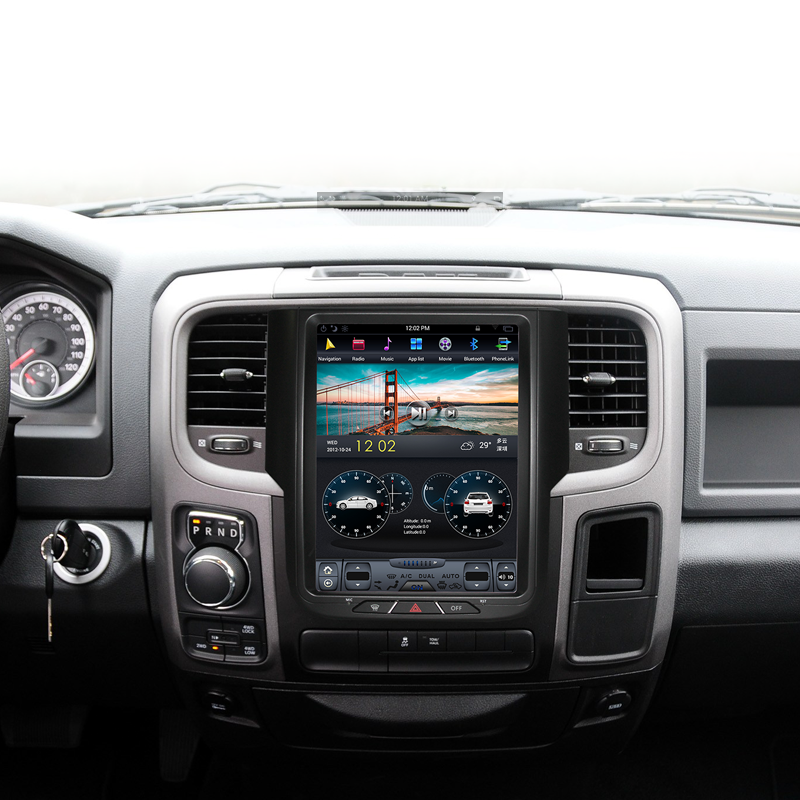 Магнитола для Dodge Ram 1500 2013-2018 - Carmedia ZF-1159-GE вертикальный экран 10.4" в стиле "Тесла" на Android 13, 8/128Гб, CarPlay, 4G SIM-слот