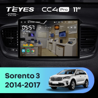 Штатная магнитола для Kia Sorento 3 Prime (2014-2017) (Экран 11") - Teyes CC4 Pro на Android 13, 8-ядер, 12ГБ-256ГБ, SIM-слот
