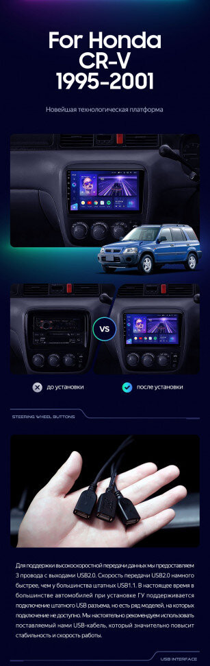 Штатная магнитола Teyes CC3 2K 6/128 Honda CR-V (1995-2001)