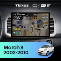 Штатная магнитола для Nissan March 3 K12 (2002-2010) (Экран 11") - Teyes CC4 Pro на Android 13, 8-ядер, 12ГБ-256ГБ, SIM-слот
