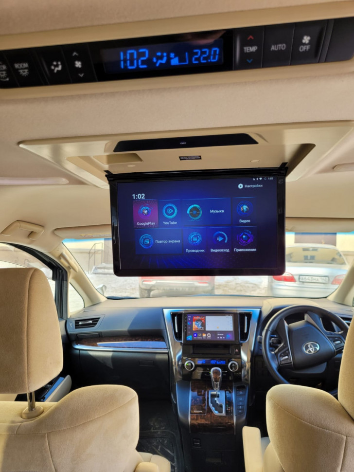 Потолочный Смарт ТВ 15,6" ERGO ER15AFL-AUTO для Toyota Alphard (1920x1080, Android) бежевый