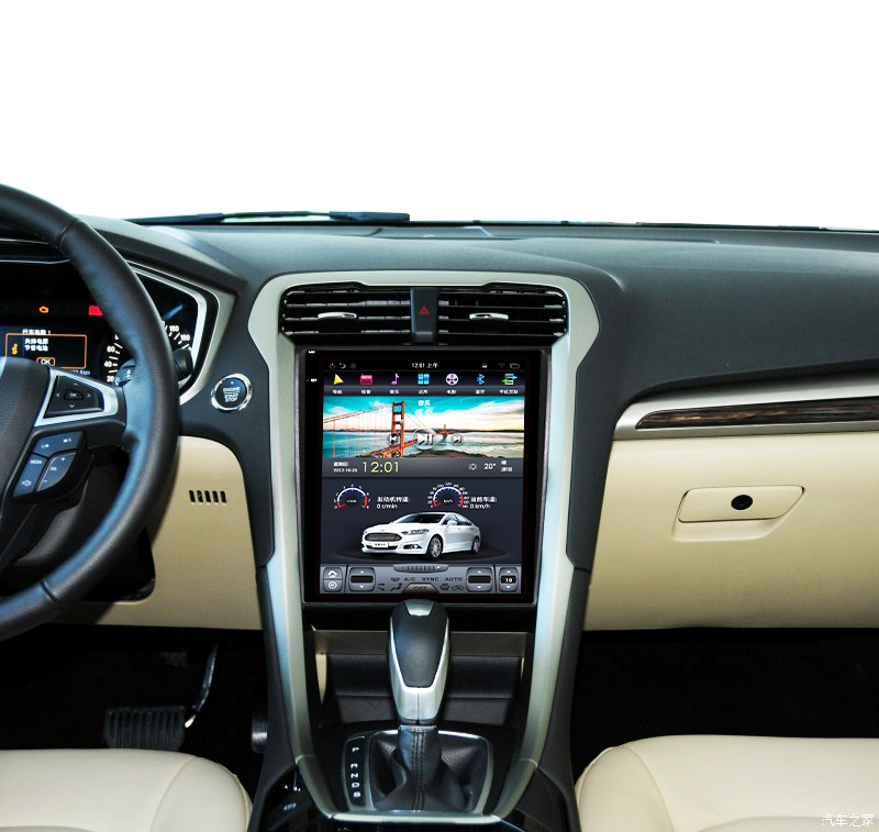 Магнитола для Ford Mondeo 5 2015+ (без SYNC) - Carmedia ZF-1201M-Q6 вертикальный экран 12.1" в стиле "Тесла" на Android 11, 8Гб+128Гб, CarPlay, 4G SIM-слот