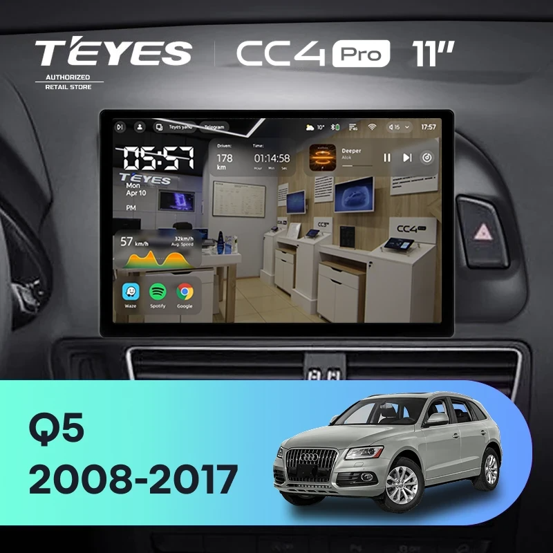 Штатная магнитола для Audi Q5 8R (2008-2017) (Экран 11") - Teyes CC4 Pro на Android 13, 8-ядер, 8ГБ-128ГБ, SIM-слот
