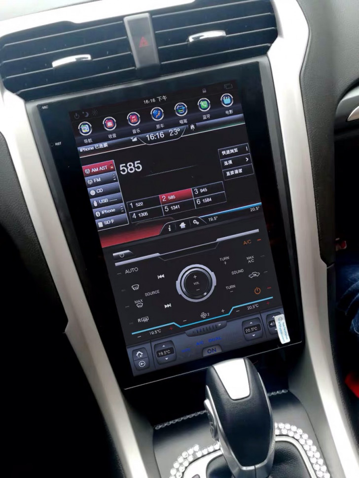 Магнитола для Ford Mondeo 5 2015+ (SYNC 2) - Carmedia ZF-1201-S2-Q6 вертикальный экран в стиле "Тесла" на Android 11, 8Гб+128Гб, CarPlay, 4G SIM-слот