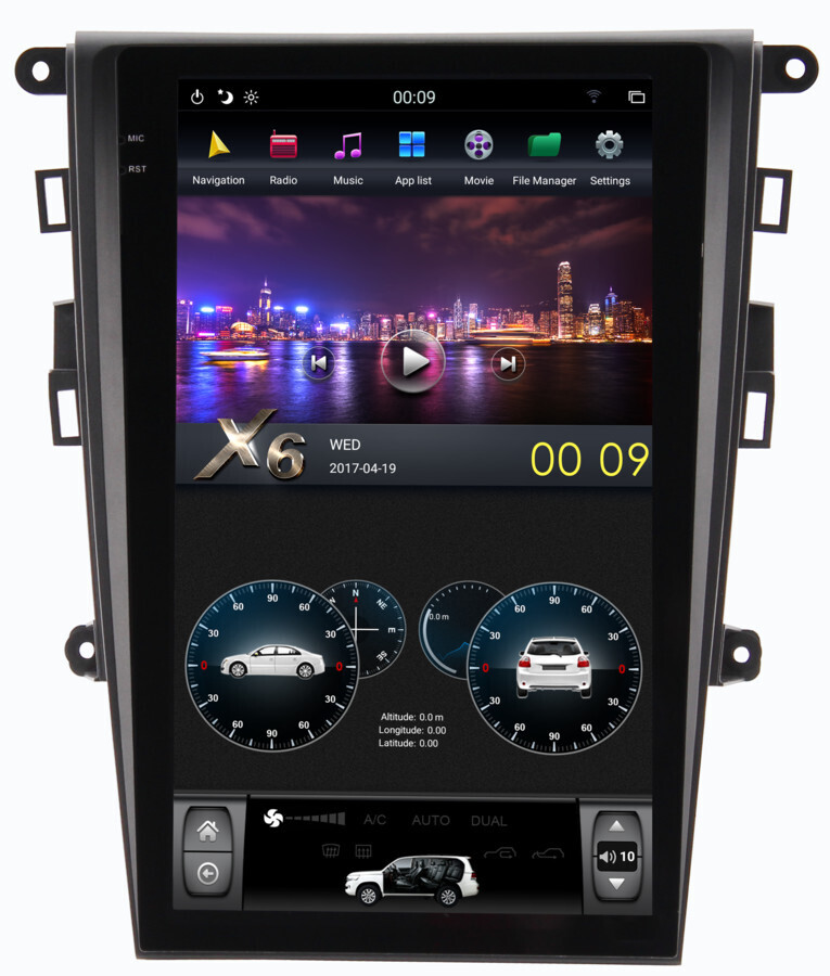 Магнитола для Ford Mondeo 5 2015+ (климат контроль, без SYNC) -Carmedia ZF-1809A-Q6 на Android 11, 8-ядер, 8ГБ-128ГБ, CarPlay, SIM-слот