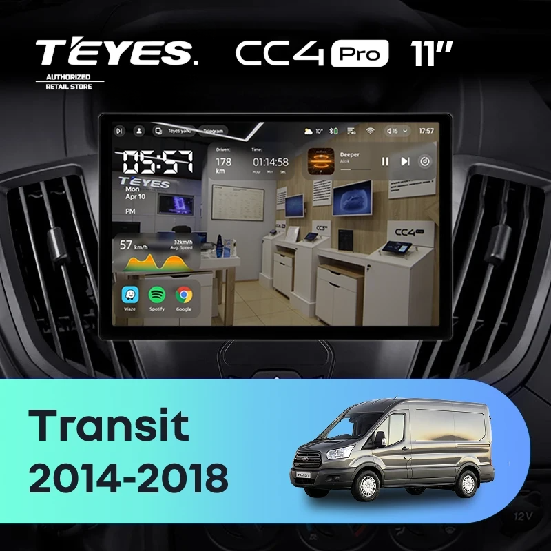 Штатная магнитола для Ford Transit Van L3H2 (2014-2018) (Экран 11") - Teyes CC4 Pro на Android 13, 8-ядер, 8ГБ-128ГБ, SIM-слот