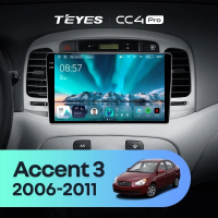 Штатная магнитола для Hyundai Accent 3 (2006-2011) (Экран 9,5") - Teyes CC4 Pro на Android 13, 8-ядер, 8ГБ-128ГБ, SIM-слот