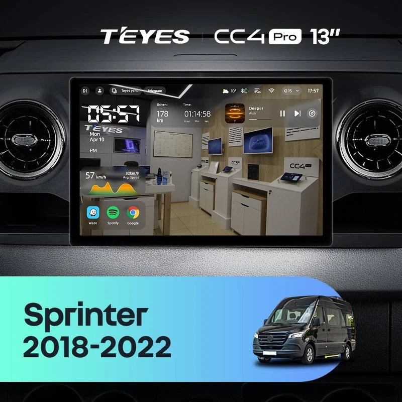 Штатная магнитола для Mercedes-Benz Sprinter (2018-2022) (Экран 13") - Teyes CC4 Pro на Android 13, 8-ядер, 12ГБ-256ГБ, SIM-слот