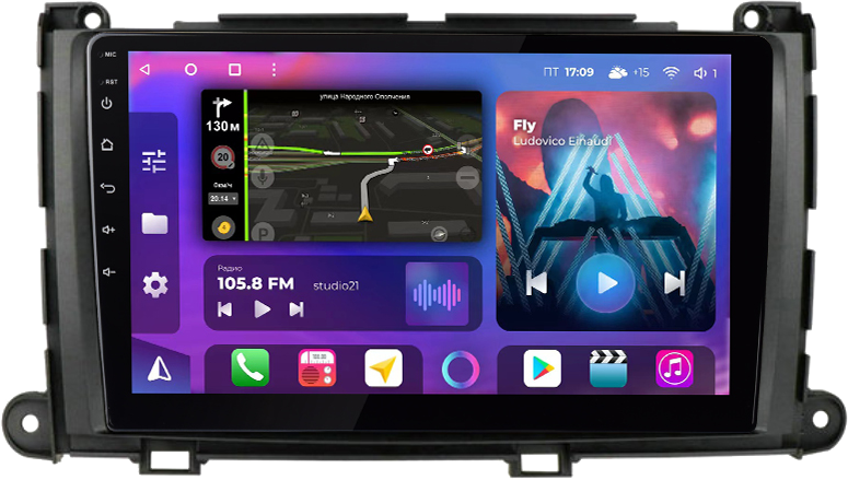 Магнитола для Toyota Sienna 3 2010-2014 - FarCar 3006M Android 12, 8-ядер, QLED, Carplay, SIM-слот (CarPlay)