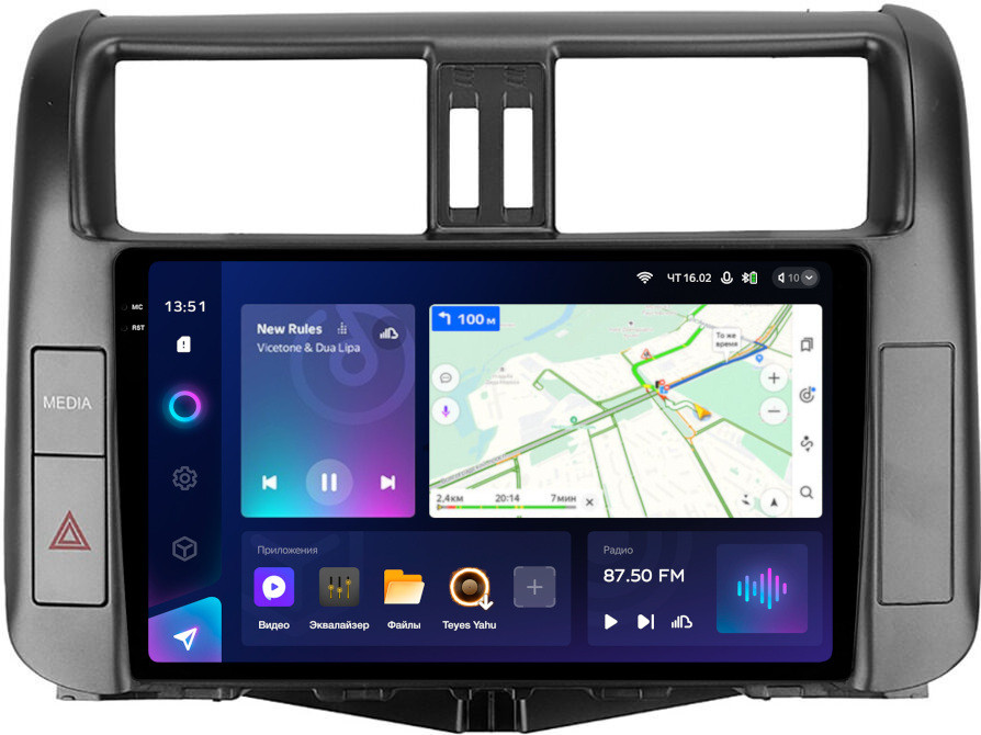 Магнитола для Toyota Land Cruiser Prado 150 2009-2013 (с круговым обзором) - Teyes CC3-2K QLed Android 10, ТОП процессор, SIM-слот, CarPlay (CarPlay)
