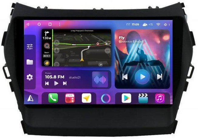 Магнитола для Hyundai Santa Fe 2012-2018 - FarCar XXL209M Android 12, QLED, ТОП процессор, 8Гб+256Гб, CarPlay, SIM-слот (CarPlay)