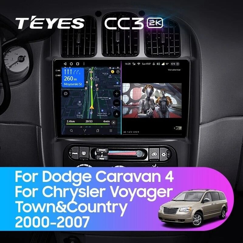 Штатная магнитола Teyes CC3 2K 360 6/128 Chrysler Town & Country 4 RS (2000-2007) Тип-A