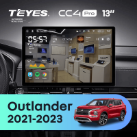 Штатная магнитола для Mitsubishi Outlander GN0W (2021-2023) (0din) (Экран 13") - Teyes CC4 Pro на Android 13, 8-ядер, 8ГБ-128ГБ, SIM-слот