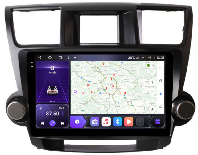 Магнитола для Toyota Highlander 2 2007-2014 (крутилки декоративные) - Carmedia OL-1431-1 QLed+2K, Android 12, ТОП процессор, CarPlay, SIM-слот (CarPlay)