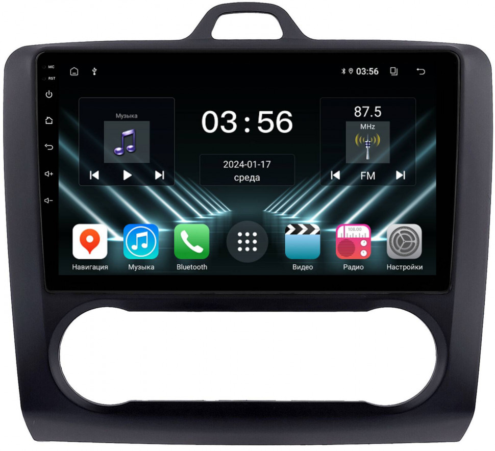 Штатная магнитола FarCar для Ford Focus, Mondeo, C-Max, Galaxy на Android  (DX004/3283M черная климат)