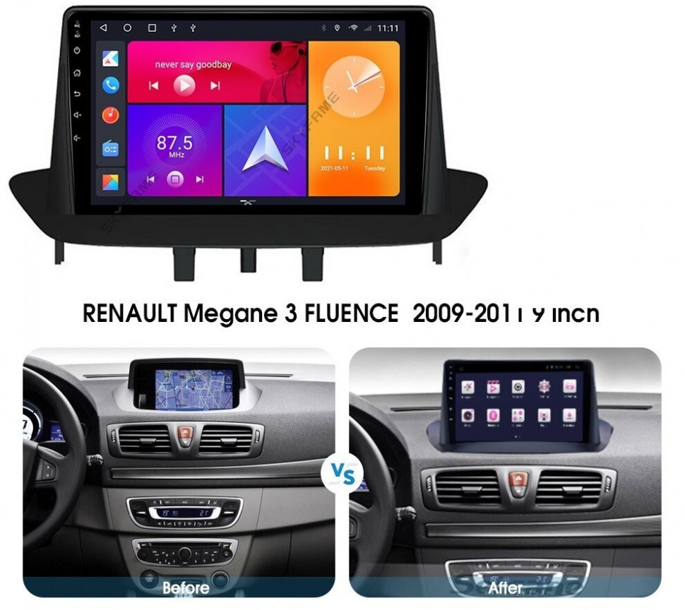Магнитола для Renault Fluence/ Megane 2009-2017 (любая комплектация) - Carmedia SF-9997 QLed, Android 10/12, ТОП процессор, CarPlay, SIM-слот (только с установкой в Москве) (CarPlay)