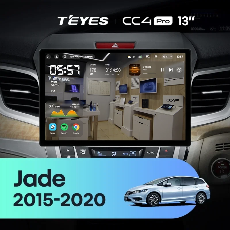 Штатная магнитола для Honda Jade (2015-2020) Правый руль (Экран 13") - Teyes CC4 Pro на Android 13, 8-ядер, 12ГБ-256ГБ, SIM-слот