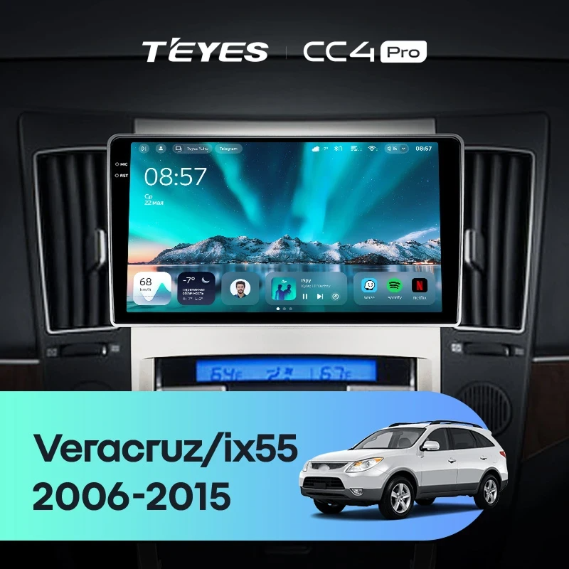 Штатная магнитола для Hyundai ix55 (2006-2015) (Экран 9,5") - Teyes CC4 Pro на Android 13, 8-ядер, 12ГБ-256ГБ, SIM-слот