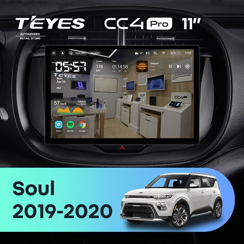 Штатная магнитола для Kia Soul (2019-2020) (Экран 11") - Teyes CC4 Pro на Android 13, 8-ядер, 12ГБ-256ГБ, SIM-слот