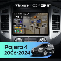 Штатная магнитола для Mitsubishi Pajero 4 V80 V90 (2006-2024) (Экран 11") - Teyes CC4 Pro на Android 13, 8-ядер, 8ГБ-128ГБ, SIM-слот