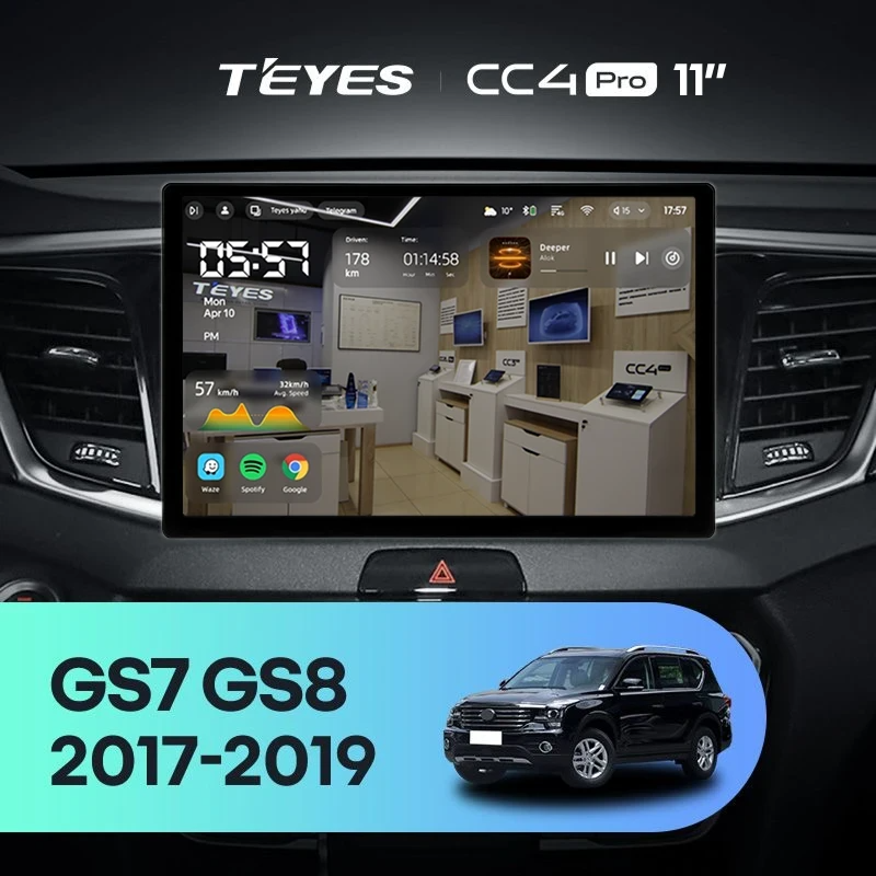 Штатная магнитола для GAC GS7 GS8 (2017-2019) (Экран 11") - Teyes CC4 Pro на Android 13, 8-ядер, 12ГБ-256ГБ, SIM-слот