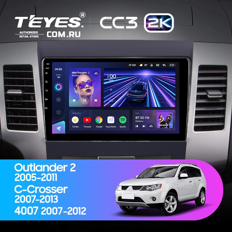 Штатная магнитола Teyes CC3 2K 4/64 Citroen C-Crosser 1 (2007-2013) Декор Тип-A