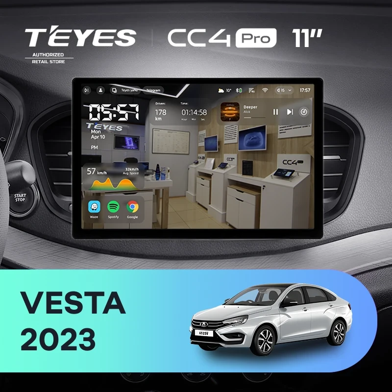 Штатная магнитола для LADA Vesta (2023-2026) (Экран 11") - Teyes CC4 Pro на Android 13, 8-ядер, 8ГБ-128ГБ, SIM-слот