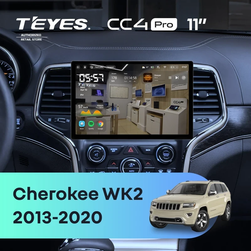 Штатная магнитола для Jeep Grand Cherokee WK2 (2013-2020) (Экран 11") - Teyes CC4 Pro на Android 13, 8-ядер, 8ГБ-128ГБ, SIM-слот