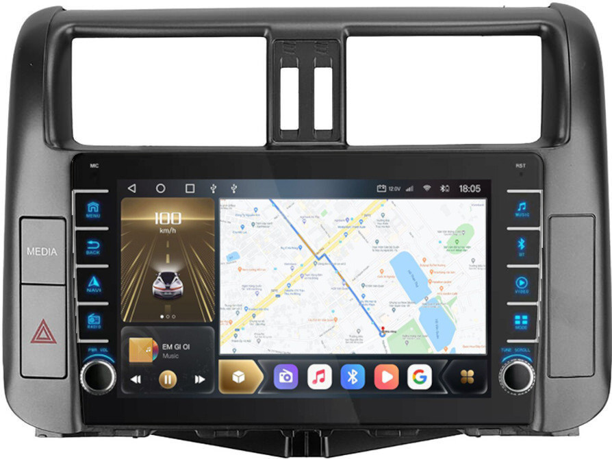 Магнитола для Toyota Land Cruiser Prado 150 2009-2013 (поддержка камеры и 360 - опция) - Carmedia SF-9613-2 (крутилки) QLed, Android 10, ТОП процессор, CarPlay, SIM-слот (CarPlay)