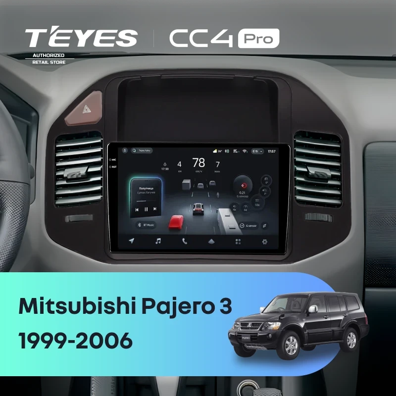Штатная магнитола для Mitsubishi Pajero 3 (1999-2006) (Экран 9,5") - Teyes CC4 Pro на Android 13, 8-ядер, 8ГБ-128ГБ, SIM-слот