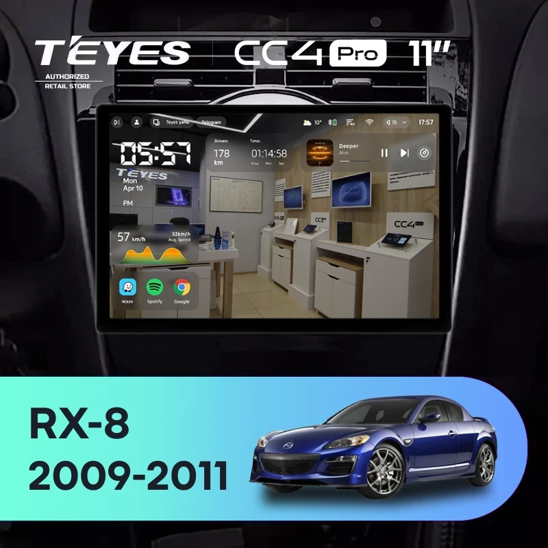Штатная магнитола для Mazda RX-8 SE (2009-2011) (Экран 11") - Teyes CC4 Pro на Android 13, 8-ядер, 8ГБ-128ГБ, SIM-слот