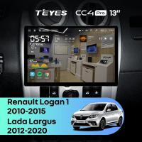 Штатная магнитола для Renault Logan 1 (2010-2015)  / LADA Largus (2012-2020) (Экран 13") - Teyes CC4 Pro на Android 13, 8-ядер, 8ГБ-128ГБ, SIM-слот
