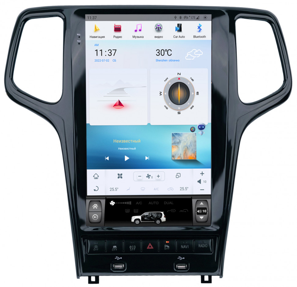 Магнитола для Jeep Grand Cherokee 2013-2022 - Carmedia ZF-1823B-Q6 ("Тесла-Стиль") Android 11, 8ГБ+128ГБ, SIM-слот (CarPlay)