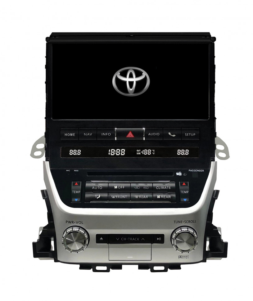 Магнитола для Toyota Land Cruiser 200 2015-2021 (без JBL) - Carmedia ZH-T1000 дисплей 10.1" на Android 12, 8/128Гб, CarPlay, 4G SIM-слот, блок климата в комплекте