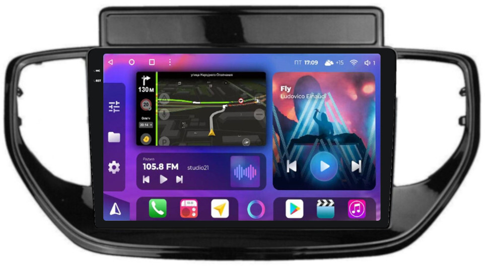 Магнитола для Hyundai Solaris 2020+ (штатный экран) - FarCar XXL2003M Android 12, QLED, ТОП процессор, 8Гб+256Гб, CarPlay, SIM-слот (CarPlay)