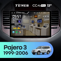 Штатная магнитола для Mitsubishi Pajero 3 (1999-2006) (Экран 13") - Teyes CC4 Pro на Android 13, 8-ядер, 8ГБ-128ГБ, SIM-слот