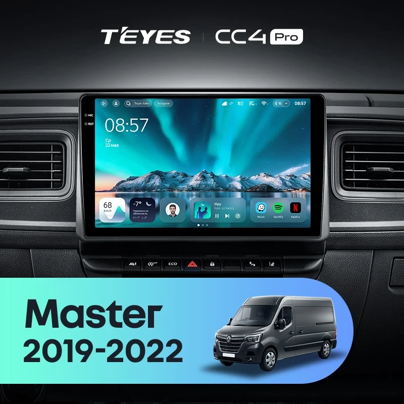 Штатная магнитола для Renault Master (2019-2022) (Экран 10,36") - Teyes CC4 Pro на Android 13, 8-ядер, 8ГБ-128ГБ, SIM-слот