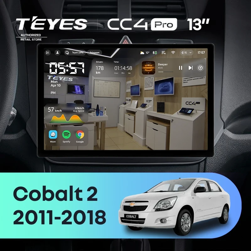 Штатная магнитола для Chevrolet Cobalt 2 (2011-2018) (Экран 13") - Teyes CC4 Pro на Android 13, 8-ядер, 8ГБ-128ГБ, SIM-слот