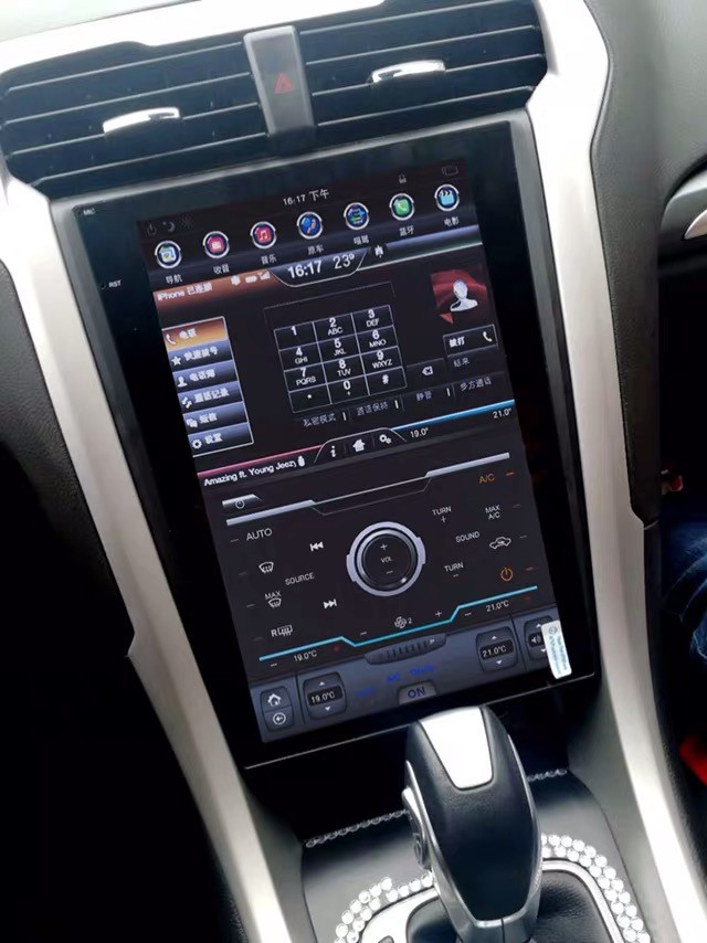 Магнитола для Ford Mondeo 5 2015+ (SYNC 3) - Carmedia ZF-1201-S3-Q6 вертикальный экран в стиле "Тесла" на Android 11, 8Гб+128Гб, CarPlay, 4G SIM-слот