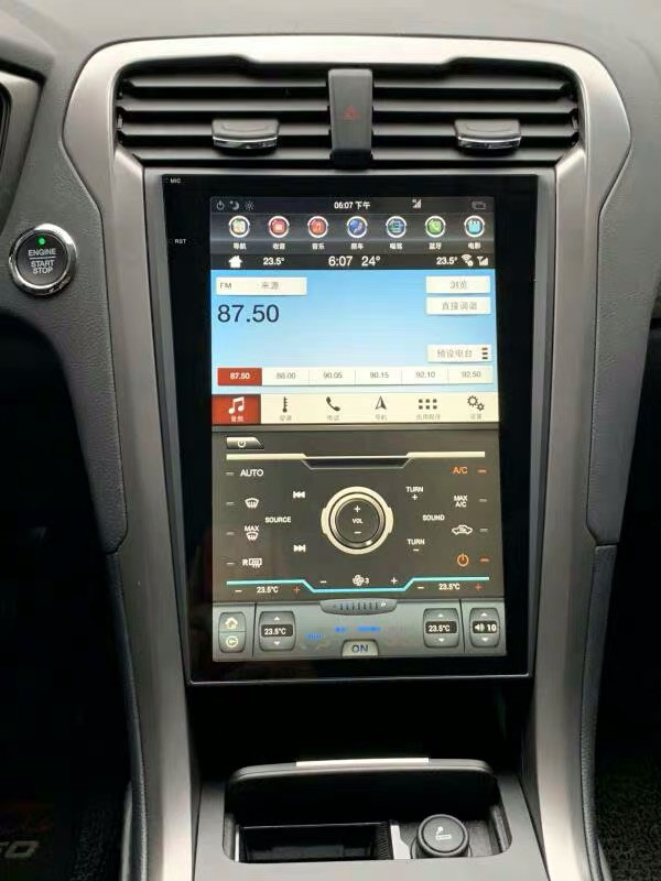 Магнитола для Ford Mondeo 5 2015+ (SYNC 3) - Carmedia ZF-1201-S3-Q6 вертикальный экран в стиле "Тесла" на Android 11, 8Гб+128Гб, CarPlay, 4G SIM-слот