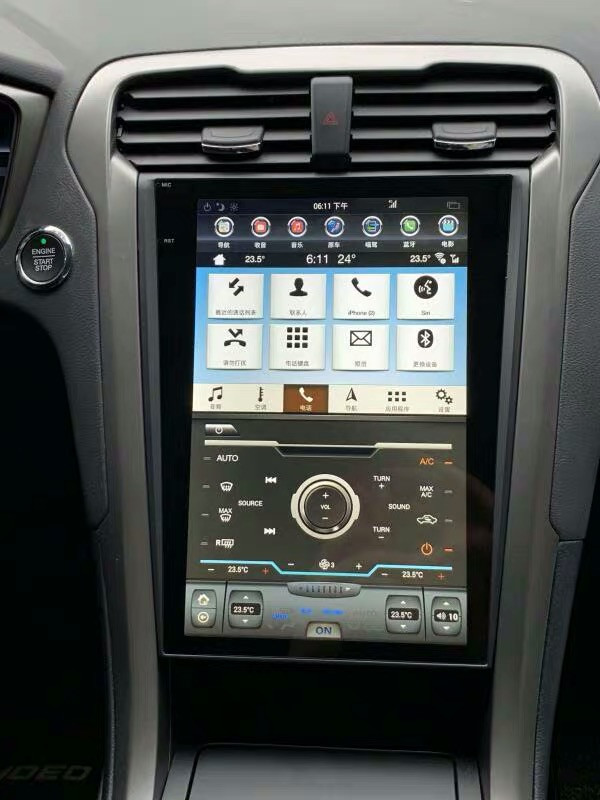 Магнитола для Ford Mondeo 5 2015+ (SYNC 3) - Carmedia ZF-1201-S3-Q6 вертикальный экран в стиле "Тесла" на Android 11, 8Гб+128Гб, CarPlay, 4G SIM-слот