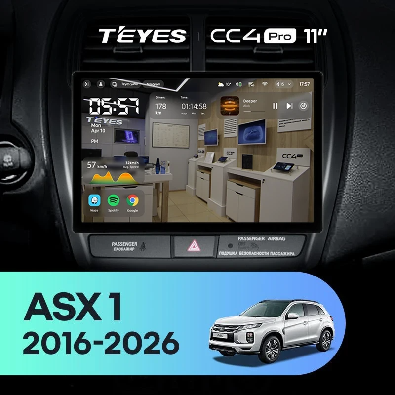 Штатная магнитола для Mitsubishi ASX (2016-2026) (Экран 11") - Teyes CC4 Pro на Android 13, 8-ядер, 12ГБ-256ГБ, SIM-слот