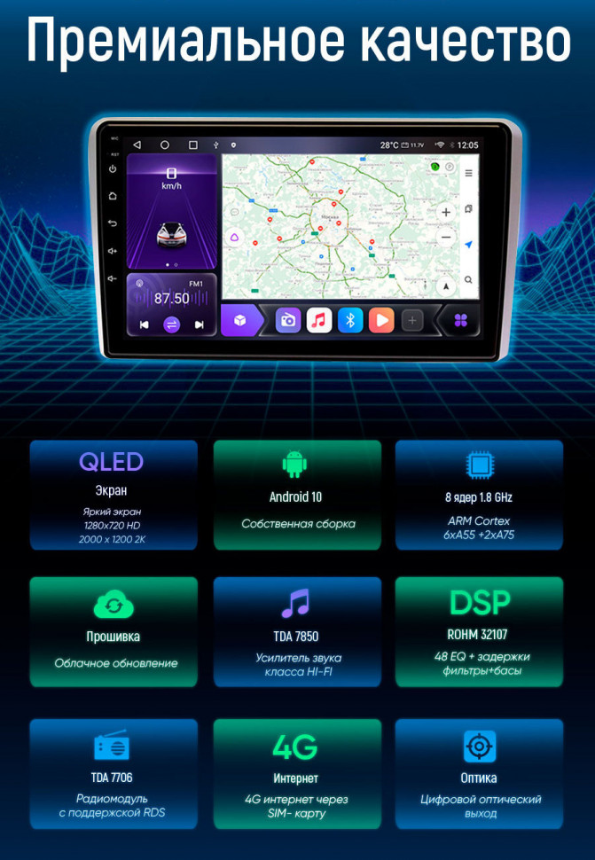 Магнитола для KIA Soul 2008-2011 (AM) - Carmedia OL-9739 QLed, Android 10/12, ТОП процессор, CarPlay, SIM-слот (CarPlay)